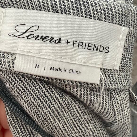 Lovers + Friends Kat Linen Blend Jumpsuit Ruffle Strap  Chambray Gray Medium M - Picture 6 of 9